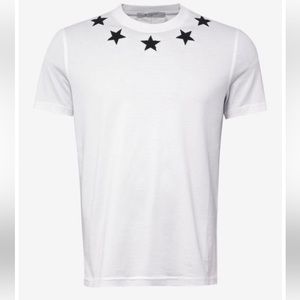Givenchy White T-Shirt with Black Stars. EUC. Size Medium.